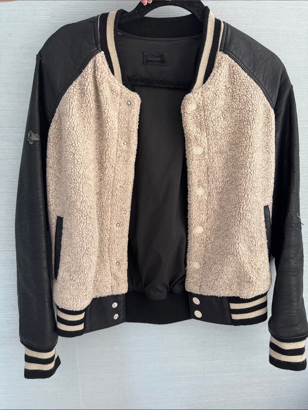 MOTHER Black & Cream Varsity Jacket, Small